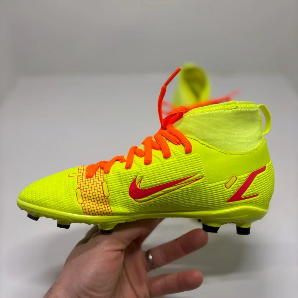Nike Jr Mercurial Superfly 8 Academy FG/MG Volt Crimson Soccer Cleats Youth 3.5Y